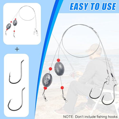 Carolina Rig Catfish Rig Saltwater Bottom Surf Fishing Rigs Flounder Rigs Wire Leaders with Egg Sinkers for Flounder Catfish Grouper Striped Bass Drum Redfish Fishing - size: 0.75 oz_8pcs