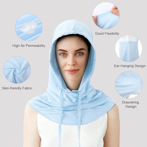 Cooling Balaclava Face Mask Breathable Full Head Mask Sun Protection Neck Cover UV Face Cover for Men Women - color: Light Color