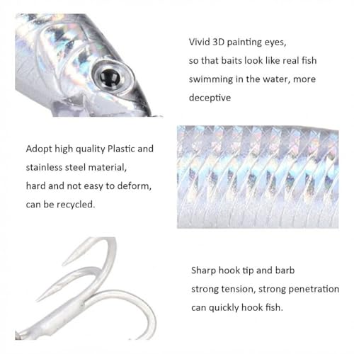 40g Saltwater Fishing Lure with Treble Hook – 120mm Minnow Jerkbait for Ocean, River & Lake Fishing, Stainless Steel & Plastic Construction - color: Black