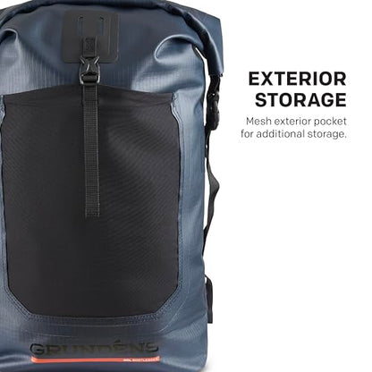 Grundéns Bootlegger Roll Top Backpack, Waterproof, 30L, Dark Navy - color: Dark Navy