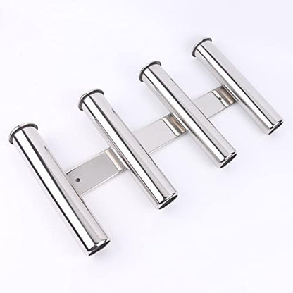 Wall-Mounted 316 Stainless Steel Rod Holder 4 Tube Fishing Pod Rack for Marine Boat Yacht Camper RV