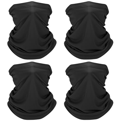 Cooling Neck Gaiter, Summer UV Face Mask Dust Balaclava, Neck Gator Bandana Face Cover for Sun Protection Men Women Outdoor - color: Black*4