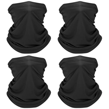 Cooling Neck Gaiter, Summer UV Face Mask Dust Balaclava, Neck Gator Bandana Face Cover for Sun Protection Men Women Outdoor - color: Black*4