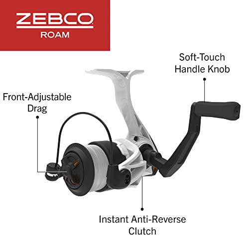 Zebco Roam Spinning Reel and Fishing Rod Combo, 6-Foot Fiberglass Fishing Pole, Split ComfortGrip Handle, Soft-Touch Handle Knob, Changeable Right- or Left-Hand Retrieve - style: Size 20 Reel - 6'0" Rod - Orange