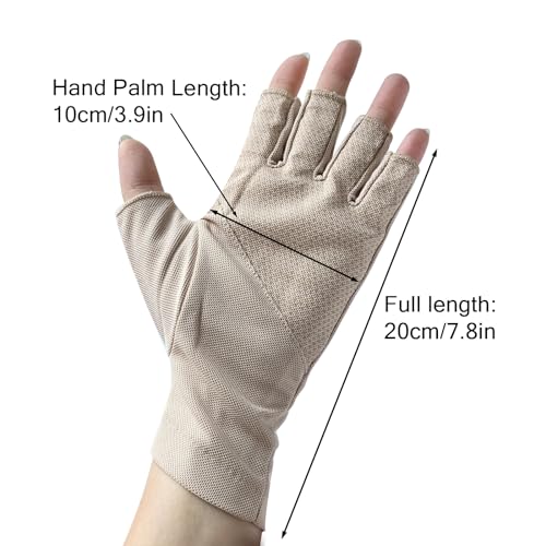 Men Summer Fingerless Gloves Lightweight Half Finger Sunblock Gloves for Outdoor Hiking Driving Cycling - color: Khaki
