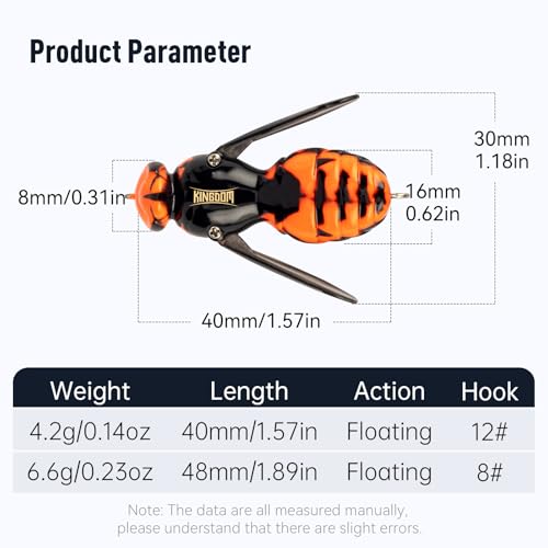 Kingdom Wasp Crawl Bait Insect Bionic Floating Fishing Lures Swimbaits Hard Artificial Baits Lure Freshwater and Saltwater Bass Carp Pike Walleye Fishing ABS Material Carbon Steel Three Book Hook - color: 04, size: 6.6g