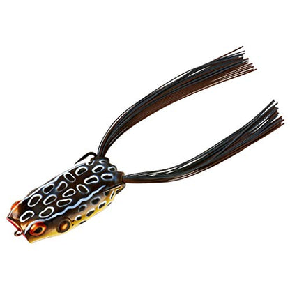 BOOYAH Poppin' Pad Crasher Topwater Bass Fishing Hollow Body Frog Lure with Weedless Hooks - color: Cricket Frog