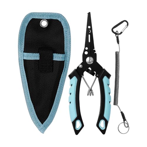 Fishing Pliers Heavy-Duty Rust-Proof | Saltwater Fly Fishing Pliers Hook Remover for Outdoor Ice Shore River Lake Angling Catfishing - color: Blue