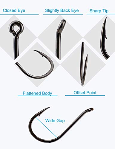 Fishing Hooks High Carbon Steel, Freshwater Saltwater Forged Catfish Hooks Sharp Barbed Carp Hooks, Worm Soft Bait Jig Fishhooks, Large Size Set Size 22 20 18 16 14 12 10 6