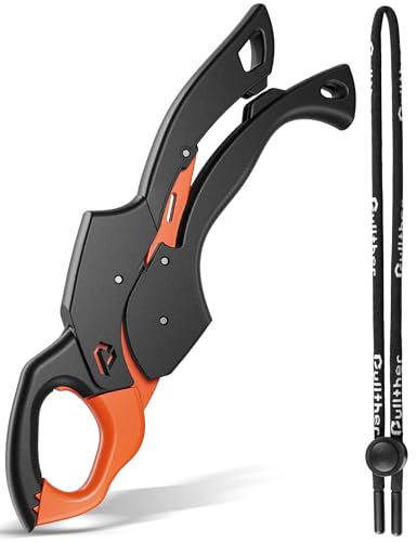 Fish Gripper 9.2",Fish Grabber Tool with Lanyard,Fish Holder for Saltwater - color: orange