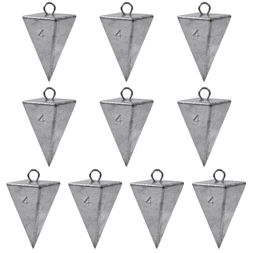 Pyramid Sinkers Fishing Weights, Saltwater Surf Fishing Sinkers Triangle Fishing Weights for Ocean Saltwater Surf Fishing Gear Tackle 1oz 2oz 3oz 4oz 5oz 6oz 8oz - color: 4oz - 10pcs