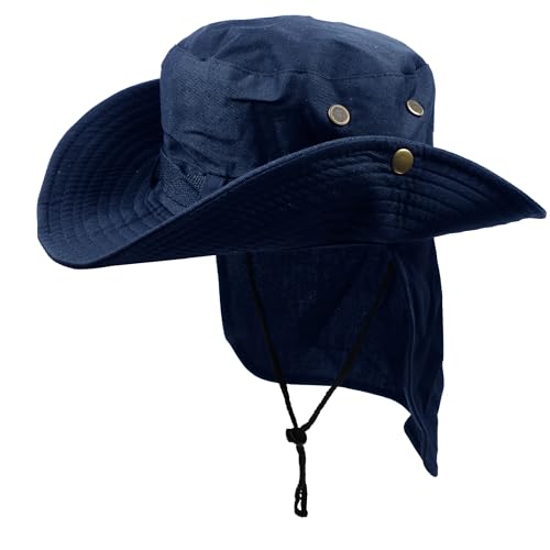 Men Women UPF 50+ Sun Protection Boonie Bucket Hat – Wide Brim Fishing Hat with Neck Flap