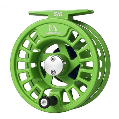 Maxcatch Tino Fly Fishing Reel, Large Arbor All Aluminum with CNC Cutting Trout Fly Reels, 3/4 5/6 7/8wt - color: Reel Only (Green), size: 3/4wt