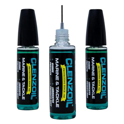 CLENZOIL Marine & Tackle - Fishing Gear Oil Lubricant - for Fish Care Reels, Boat Motors, Downriggers & More - Easily Oils Applicator - size: 0.5 oz Needle Oiler