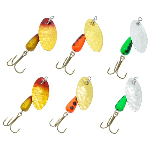 Panther Martin Fishing Lures 6-Pack All Time Greatest Fish Catcher World Famous Spinning Lures in Value Kit Spinners for Trout, Salmon, Panfish, Bass, Crappie & Perch - style: Hammered