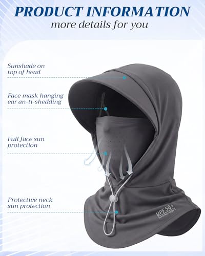 Shihanee 3 Pack Balaclava Face Mask Sun Protection Hood Cooling Breathable Full Head Mask for Men Women Fishing Cycling - color: Black, Gray, Pink