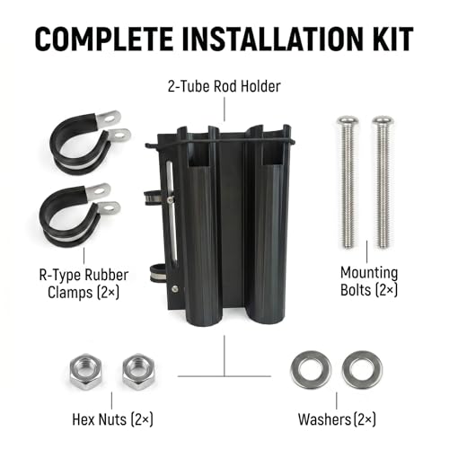 Bike Fishing Rod Holder,Fishing Rod Holder for Bike Frame,Bicycle Fishing Pole Holder with Stainless Steel R-Clamps & Elastic Straps,Secure Bicycle Rod Holder,Fits Most Rods with Reels