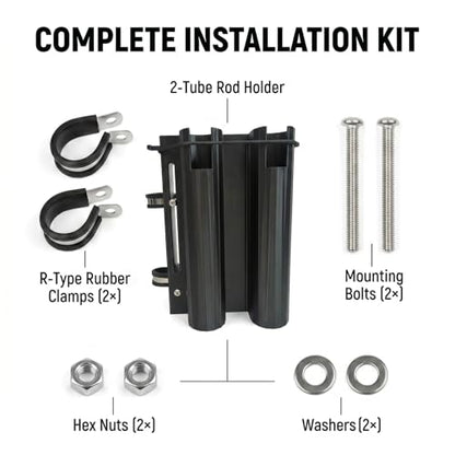 Bike Fishing Rod Holder,Fishing Rod Holder for Bike Frame,Bicycle Fishing Pole Holder with Stainless Steel R-Clamps & Elastic Straps,Secure Bicycle Rod Holder,Fits Most Rods with Reels