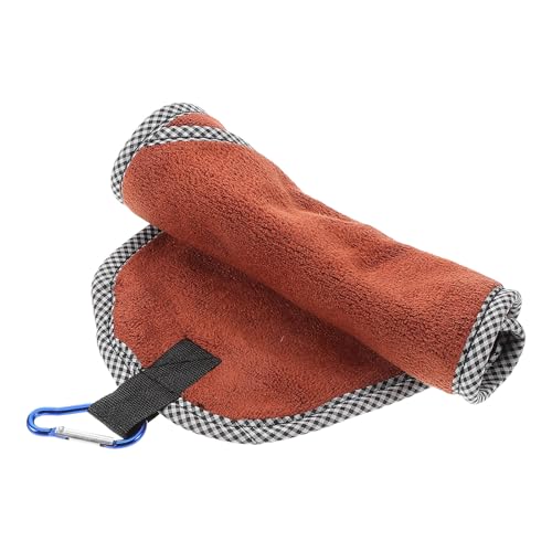 SOLUSTRE Outdoor Fishing Towel with Clip Quick Dry Cotton Bait Towel for Camping Hiking Marine Use Fisherman Accessory Khaki Color