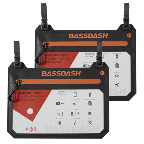 BASSDASH 2-Pack TPU Fishing Tackle Bag Heavy Duty Bait Storage Pouch with Water-Resistant Zipper for Soft Baits, Tools, Accessories - size: Medium