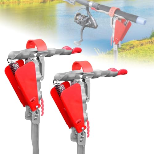 Automatic Spring Fishing Rod Holder 2 Pack - Stainless Steel for Ground Support Brackets, Adjustable Sensitivity & Folding Fish Pole Rack - style: Double Spring 2 Pack