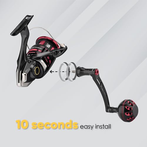 GOMEXUS Power Handle for Shimano Stradic FL FM Stella Vanford Vanquish Nasci Twinpower 1000-5000 Spinning Reel Replacement Crank - color: Black Red-CNC Version