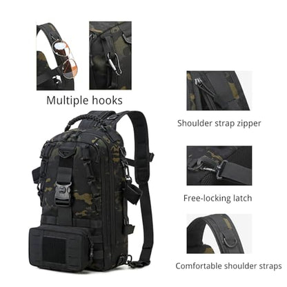 Fishing Tackle Backpack with Rod Holders Waterproof Lightweight Tackle Bag Storge Fishing Gear and Equipment L