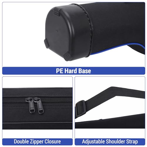 Lixada Fishing Rod Bag Hard Shell Bottom 51.2''/130cm Fishing Rod Travel Case Waterproof Fishing Tackle Storage Bag Fishing Pole Protective Pouch - color: Black and Blue