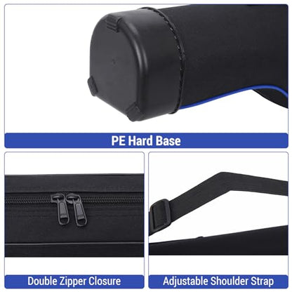 Lixada Fishing Rod Bag Hard Shell Bottom 51.2''/130cm Fishing Rod Travel Case Waterproof Fishing Tackle Storage Bag Fishing Pole Protective Pouch - color: Black and Blue