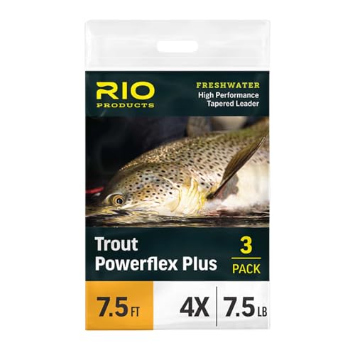 RIO PRODUCTS Trout Powerflex Plus Leader, Pre-Tied Loop for Easy Rigging, High Performance Tapered Leader Line - size: 5X, style: 7.5 Ft