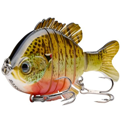 BASSDASH SwimPanfish Multi Jointed Panfish Bluegill Swimbaits Hard Topwater Bass Lures Fishing Lure Crank Saltwater 3.5in/0.85oz - color: Redbreast Pumpkinseed