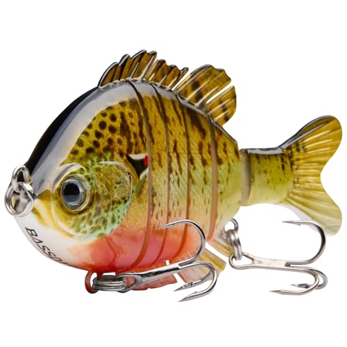 BASSDASH SwimPanfish Multi Jointed Panfish Bluegill Swimbaits Hard Topwater Bass Lures Fishing Lure Crank Saltwater 3.5in/0.85oz,Pack of 4 - color: RGRE