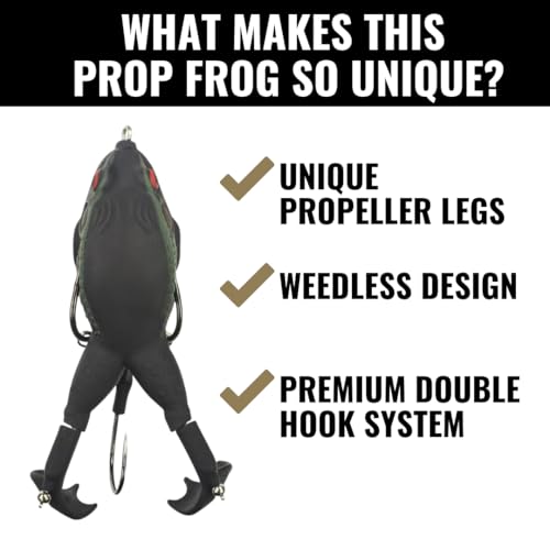 LUNKERHUNT - Frog Bait for Bass Fishing | Soft Hollow Body Weedless Frog for Bass Fishing and Trout | Weedless Realistic Bait Frog Lure, Freshwater with Sharp Hooks Lures and Double Propellers Feet - style: Texas Toad