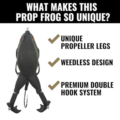 LUNKERHUNT - Frog Bait for Bass Fishing | Soft Hollow Body Weedless Frog for Bass Fishing and Trout | Weedless Realistic Bait Frog Lure, Freshwater with Sharp Hooks Lures and Double Propellers Feet - style: Texas Toad