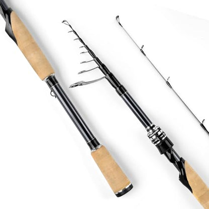 KastKing Megatron Titanium Telescopic Casting & Spinning Fishing Rods, IM7 Graphite Travel Rod with Titanium Solid Tip, Power Transition System, for Freshwater and Inshore Fishing - size: 6'6''- M- Fast, style: Spin