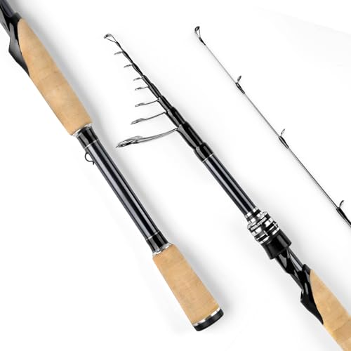 KastKing Megatron Titanium Telescopic Casting & Spinning Fishing Rods, IM7 Graphite Travel Rod with Titanium Solid Tip, Power Transition System, for Freshwater and Inshore Fishing - size: 6'6''- M- Fast, style: Spin