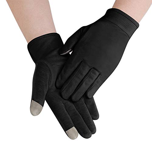 JIAHG Women Men's Driving Gloves Summer UV Sun Glove Non Slip Touchscreen Cotton Gloves Outdoor Sunblock Mittens for Cycling - color: Cotton-black Full Finger