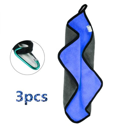 Toasis Soft Microfiber Towels with Carabiner Clip for Fishing Hiking Camping Pack of 3 (Blue) - color: Blue