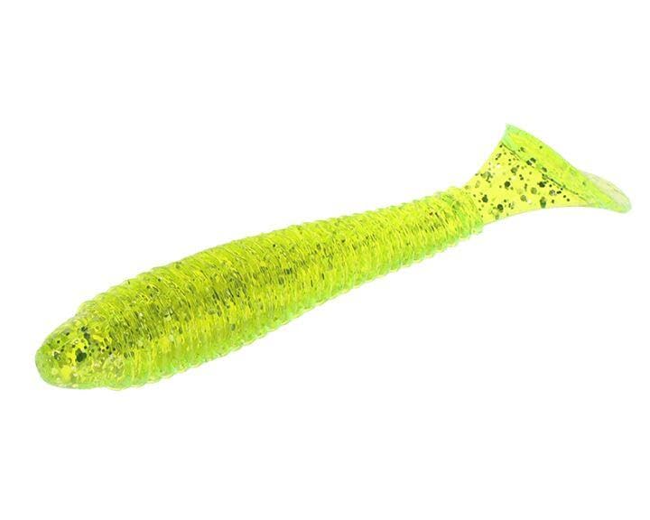 Strike King Rage Swimmer Saltwater Soft Bait Fishing Lure, 3.75", Wide-Bodied Paddle Tail - color: Chatreuse Silver