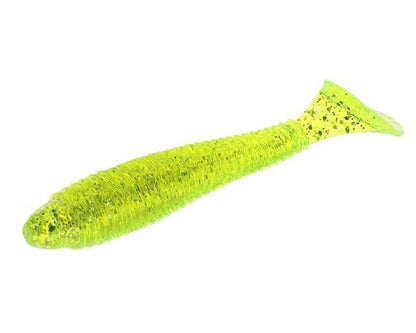 Strike King Rage Swimmer Saltwater Soft Bait Fishing Lure, 3.75", Wide-Bodied Paddle Tail - color: Chatreuse Silver