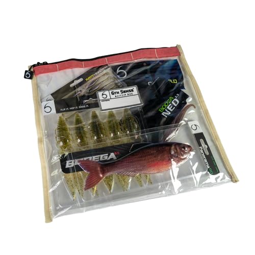 6th Sense BaitZip Pro Bags – Durable Clear Tackle Organizers with Gusseted Bottom & YKK Zippers (Salmon, 15"x13") - color: Salmon, size: 15"x13"