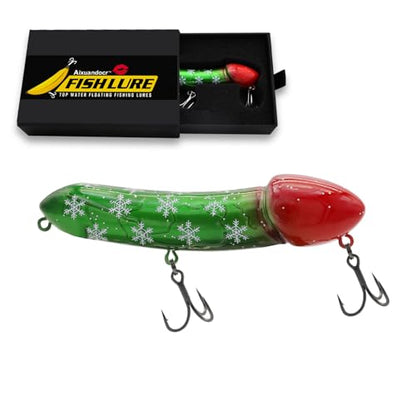 Funny Fishing Gifts for Men Women, Novelty Bass Topwater Lures, Father Christmas Birthday Gifts Stocking Stuffers - color: Christmas Color