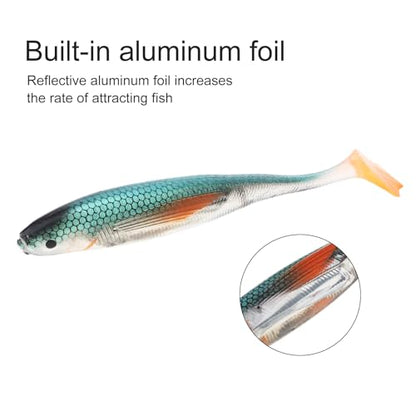 6pcs Fishing Soft Lure Plastic Bait T Tail, Paddle Tail Swimbaits Artificial Bait, Minnow Lures for Bass Pike Trout Perch Fishing Accessory for Saltwater Freshwater