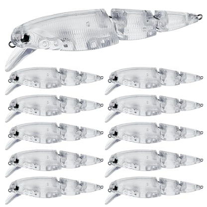 10pcs/20pcs Fishing Blanks Lures Kit Fishing Topwater Unpainted Swimbait Unpainted Crankbaits Hard Baits DIY Lure for Bass Salmon Trout Saltwater and Freshwater - color: I: 10Pcs 0.46oz/13.1g