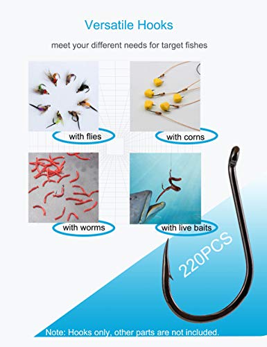 Fishing Hooks High Carbon Steel, Freshwater Saltwater Forged Catfish Hooks Sharp Barbed Carp Hooks, Worm Soft Bait Jig Fishhooks, Large Size Set Size 22 20 18 16 14 12 10 6