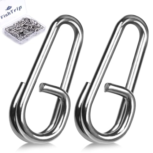 FishTrip Oval Split Rings, 50pcs Quick Change Clips for Fishing Lures | Stainless Steel, Corrosion Resistance, Fishing Power Speed Clips Snaps Fishing Swivels Tackle for Freshwater Saltwater - size: 4#_50pcs