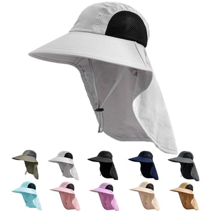 Sun Hat for Men Women with Neck Flap,UPF 50+ UV Protective Hiking Fishing Hats,Wide Brim Sun Hat for Women&Men - color: 1pack-light Gray