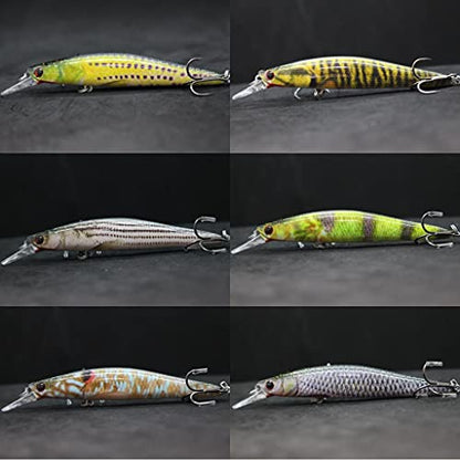 Minnow Crankbait for Bass Fishing Bass Lure Jerkbait Fishing Lures and Tackle Box - color: HM673KB
