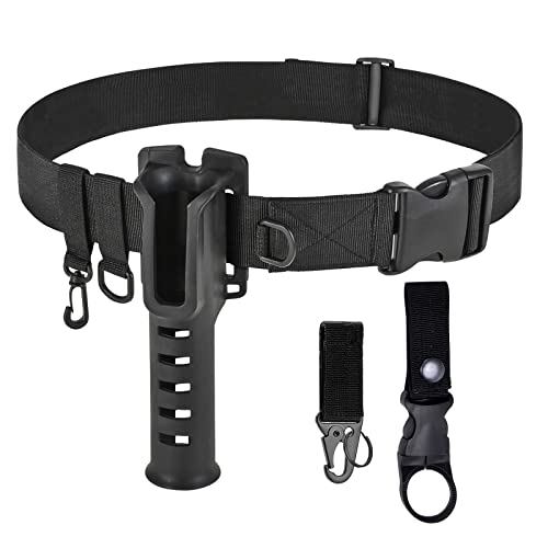 Fishing Wading Belt Rod Holder Adjustable Wader Waist Belt for Fly Surf Casting Spinning Pole Fishing Tool Tackle (Black) - color: Black