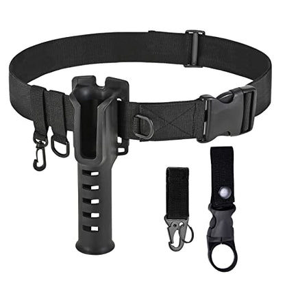 Fishing Wading Belt Rod Holder Adjustable Wader Waist Belt for Fly Surf Casting Spinning Pole Fishing Tool Tackle (Black) - color: Black
